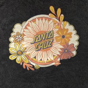 SANTA CRUZ Skateboards Sunflower Dot Black Acid Washed Graphic Tee Womens Size M